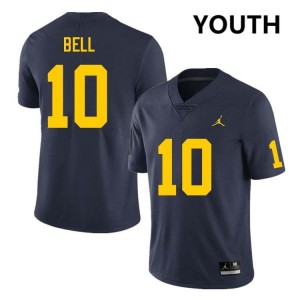 Youth Kendrick Bell Navy Michigan Wolverines #10 College Football Replica Jersey 126630-746