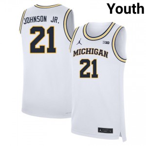 Youth Morez Johnson Jr. White Michigan Wolverines #21 College Basketball 2025-26 Jersey 510091-453