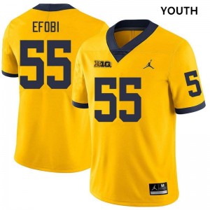 Youth Nathan Efobi Yellow Michigan Wolverines #55 College Football 2025 Jerseys 595229-403