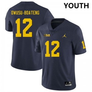 Youth Nathaniel Owusu-Boateng Navy Michigan Wolverines #12 College Football Official Jerseys 317111-578