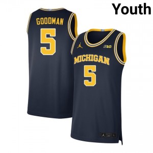 Youth Oscar Goodman Navy Michigan Wolverines #5 College Basketball Stitched Jerseys 235888-531