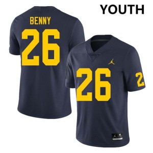 Youth Rayshaun Benny Navy Michigan Wolverines #26 College Football Stitched Jersey 865440-686