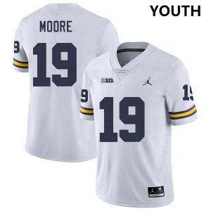 Youth Rod Moore White Michigan Wolverines #19 College Football High School Jersey 906677-502