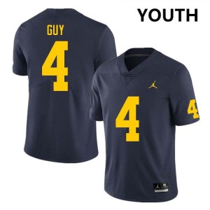 Youth TJ Guy Navy Michigan Wolverines #4 College Football NCAA Jerseys 293055-473