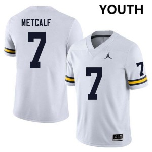 Youth TJ Metcalf White Michigan Wolverines #7 College Football 2025 Jersey 933574-635