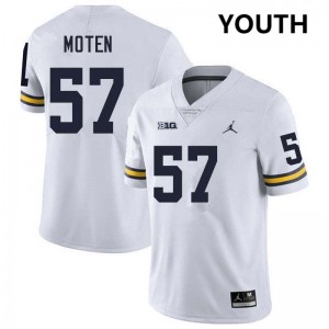 Youth Travis Moten White Michigan Wolverines #57 College Football University Jersey 617620-454
