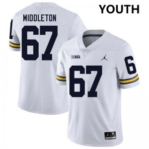 Youth Trent Middleton White Michigan Wolverines #67 College Football Official Jerseys 100969-165