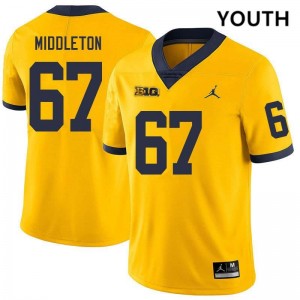 Youth Trent Middleton Yellow Michigan Wolverines #67 College Football University Jerseys 894644-354