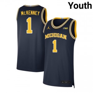 Youth Trey McKenney Navy Michigan Wolverines #1 College Basketball Limited Jerseys 495387-984