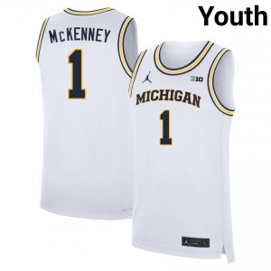 Youth Trey McKenney White Michigan Wolverines #1 College Basketball Game Jersey 132296-737