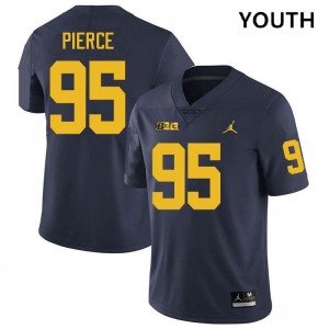 Youth Trey Pierce Navy Michigan Wolverines #95 College Football 2025-26 Jersey 450754-222
