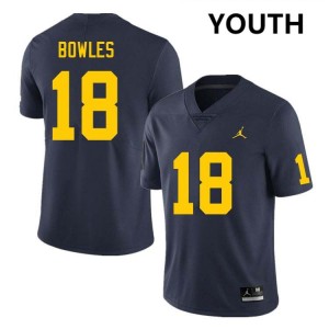 Youth Troy Bowles Navy Michigan Wolverines #18 College Football Embroidery Jersey 644069-230