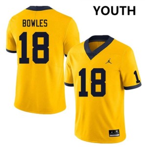 Youth Troy Bowles Yellow Michigan Wolverines #18 College Football 2025-26 Jersey 225239-448
