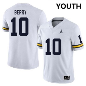 Youth Zeke Berry White Michigan Wolverines #10 College Football 2025 Jersey 253438-404