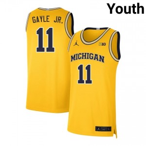 Youth Roddy Gayle Jr. Maize Michigan Wolverines #11 College Basketball Alumni Jersey 507882-949