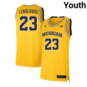 Youth Yaxel Lendeborg Maize Michigan Wolverines #23 College Basketball 2025 Jerseys 512595-781