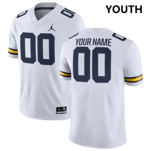 Youth Custom White Michigan Wolverines #00 College Football Embroidery Jerseys 340430-122