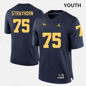 Youth Kaden Strayhorn Navy Michigan Wolverines #75 College Football Player Jerseys 824202-496