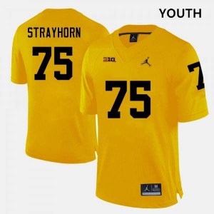 Youth Kaden Strayhorn Yellow Michigan Wolverines #75 College Football 2025-26 Jersey 300723-882