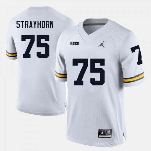 Men's Kaden Strayhorn White Michigan Wolverines #75 College Football Game Jersey 355002-650