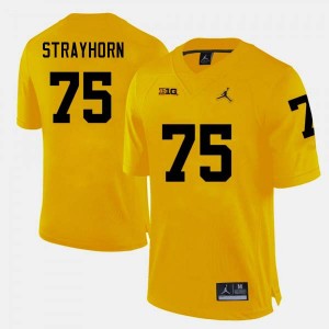 Mens Kaden Strayhorn Yellow Michigan Wolverines #75 College Football Game Jerseys 778900-821